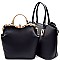 BS1253-LP Metal Handle and Jewel-Top Frame Satchel 2 in 1 Tote