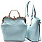 BS1253-LP Metal Handle and Jewel-Top Frame Satchel 2 in 1 Tote