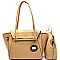 BS1254-LP Handle Accent Satchel 2 in 1 Folded Detail Tote SET