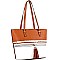 2Tone Mid-Zip Tasseled Tote