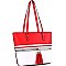 2Tone Mid-Zip Tasseled Tote