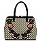 Diamond Check Embroidered Flower Satchel