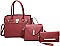 3 IN 1 PADLOCK ACCENT SATCHEL CROSSBODY CLUTCH SET