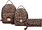 3 in 1 Leopard Push Lock Back Pack Clutch Set