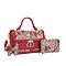 2- in-1 Oval Chery Print Monogram Satchel Set + KeyChain Charming & Wallet