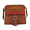 Fashion Stripe Tassel Zip Crossbody Bag