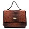 Ostrich Croc Twist Lock Messenger Satchel