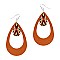 Open Cut Acrylic Tribal Print Charm Leather Teardrop Earring