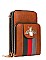 Queen-Bee Multi-Compartment Stripe Cell Phone - Crossbody Bag