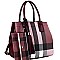 Stylish Plaid Print Satchel Wristlet Set MH-CH4236S