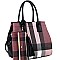Stylish Plaid Print Satchel Wristlet Set MH-CH4236S