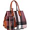 Stylish Plaid Print Satchel Wristlet Set MH-CH4236S
