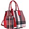 Stylish Plaid Print Satchel Wristlet Set MH-CH4236S