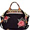 CJF024-LP Flower and Ethnic Embroidery Folded Corner Linen Tote