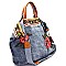 CJF024-LP Flower and Ethnic Embroidery Folded Corner Linen Tote