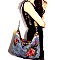 CJF024-LP Flower and Ethnic Embroidery Folded Corner Linen Tote