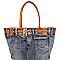 CJF028-LP Jean Inspired Stud Accent Shopper Tote