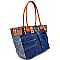 CJF028-LP Jean Inspired Stud Accent Shopper Tote