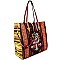 CJF038-LP Multi-Color Striped Bohemian Canvas 2-Way Tote