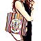 CJF038-LP Multi-Color Striped Bohemian Canvas 2-Way Tote