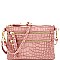 MULTI POCKET CROCODILE PRINT WRISTLET CROSS BODY