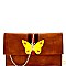 Butterfly Charm Block Striped Clutch Shoulder Bag