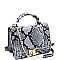 TURN LOCK SNAKE PRINT SATCHEL