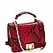 TURN LOCK SNAKE PRINT SATCHEL