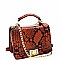 TURN LOCK SNAKE PRINT SATCHEL