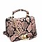 TURN LOCK SNAKE PRINT SATCHEL