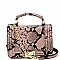 TURN LOCK SNAKE PRINT SATCHEL