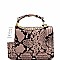 TURN LOCK SNAKE PRINT SATCHEL