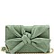 3-Compartment Knotted Bow Accent Clutch Shoulder Bag