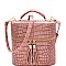 TASSEL ACCENT CROCODILE PRINT SATCHEL