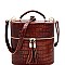 TASSEL ACCENT CROCODILE PRINT SATCHEL