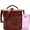 TASSEL ACCENT CROCODILE PRINT SATCHEL