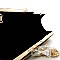 Chain Accented Metal Frame Clutch