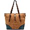 Soft Touch Accent Colorblock Turn-Lock Shopping Tote