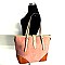 Soft Touch Accent Colorblock Turn-Lock Shopping Tote