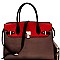 Padlock Accent Two-Tone Oversized Satchel SET  MH-CL7070W