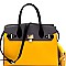 Padlock Accent Two-Tone Oversized Satchel SET  MH-CL7070W