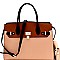 Padlock Accent Two-Tone Oversized Satchel SET  MH-CL7070W