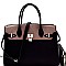 Padlock Accent Two-Tone Oversized Satchel SET  MH-CL7070W