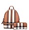 PLAID Fashion Backpack Wallet SET