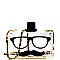 CLS0857-LP MMS Mustache and Glasses Print Top Hat Clear Frame Novelty Clutch