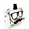 CLS0857-LP MMS Mustache and Glasses Print Top Hat Clear Frame Novelty Clutch