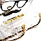 CLS0857-LP MMS Mustache and Glasses Print Top Hat Clear Frame Novelty Clutch