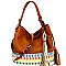 CMS0091W-LP  Multi-Color Tassel Woven Detail Hobo Wallet SET