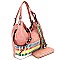 CMS0091W-LP  Multi-Color Tassel Woven Detail Hobo Wallet SET