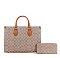 Oval Print Tote / Satchel W Wallet Set